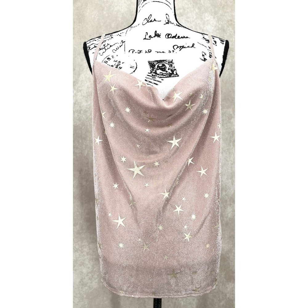 Torrid Novelty Star Cowl Cami Tank Top Size 00 (Medium / 10) Pink Shimmer